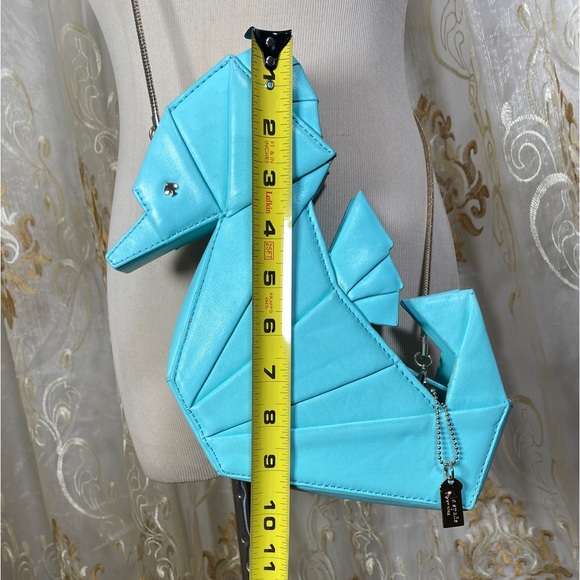 ♥️SOLD♥️KATE♠️SPADE SEAHORSE Chain Shoulder Clutch Limited Edition Blue Bag S - Picture 6 of 17